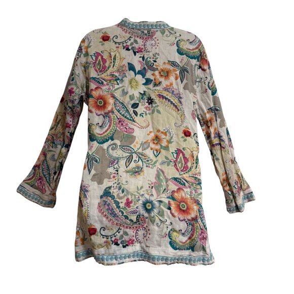 Malvin Hamburg-Germany Embroidered Tunic Top SZ US 10 Large Boho Floral - Picture 2 of 6